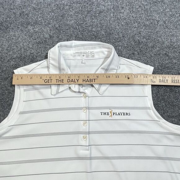 Nike Sleeveless Top Women’s Large Golf White Dri Fit The Players Logo Stripes Lg - Picture 8 of 15
